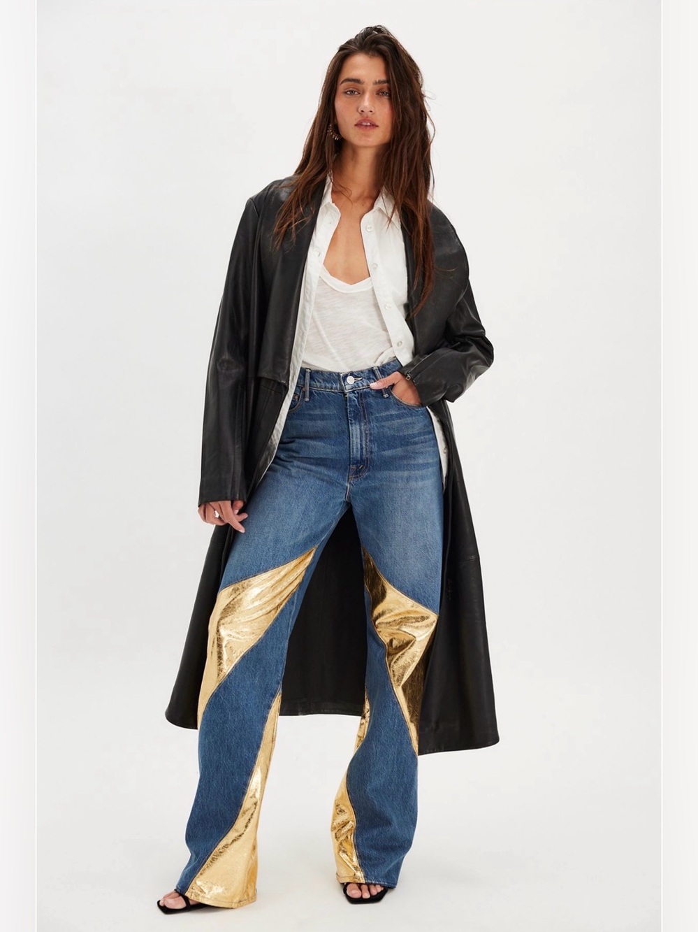 MOTHER The Spiral Saloon Heel Jeans Good As Gold Size 27 NWT Rare